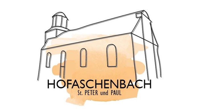 Das Bild zeigt die Hofschenbach-Kirche St. Peter und Paul als skizzenhaftes Bild.