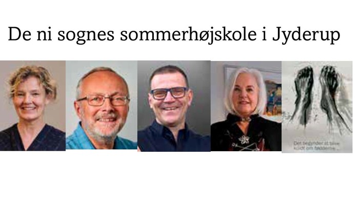Fem personer og et foddiagram, der promoverer en sommerskolebegivenhed i Jyderup.
