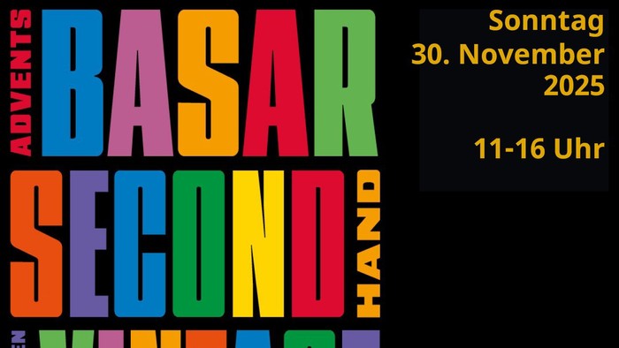 **Buntes Vintage-Markt-Event-Plakat für den 30. November 2025 in der Martin-Luther-Kirche in Berlin**