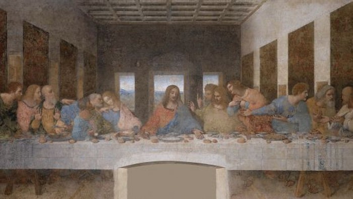 Billedet viser Jesus og hans disciples ved den sidste nattiddel.