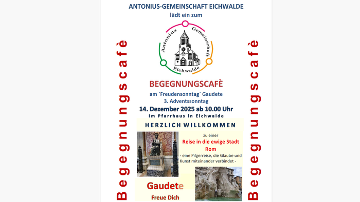**Flyer für eine Willkommensveranstaltung im Gemeinschaftszentrum** mit Gastredner und Erfrischungen.