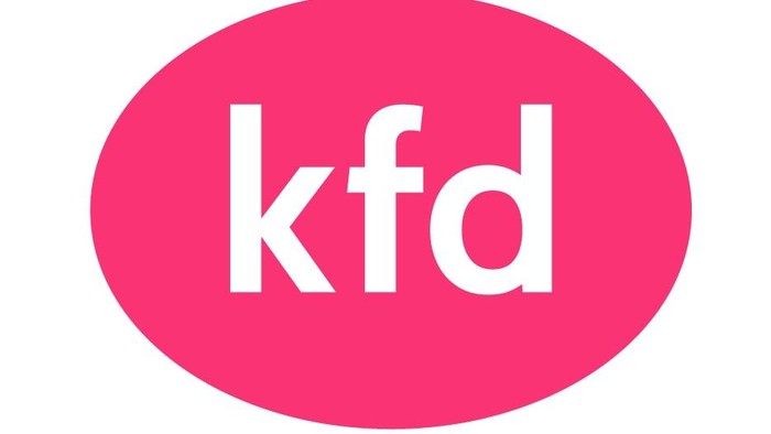 Das Bild zeigt ein pinkes Oval mit der Abkürzung „kfd“ in Weiß.
