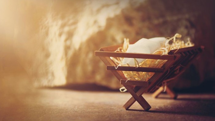 Holzkrippe in einer Höhle