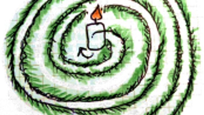 Das Bild zeigt eine grüne Spirale mit Pfeilen.