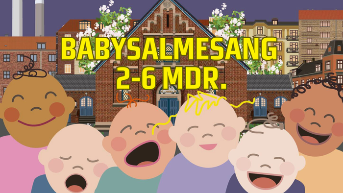 Babysalmesang for børn 2-6 år med glade og forskellige børn i forgrunden
