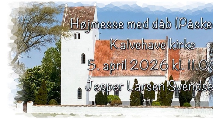 **Bekendtgørelse om kirkearrangement med kaffe lørdag før påske, med et foto af kirken og arrangøren.**