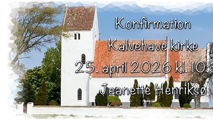Bekræftelsesannoncering for Jeanette Henriksen i Kalvehave Kirke den 25. april 2026 kl. 10:30.