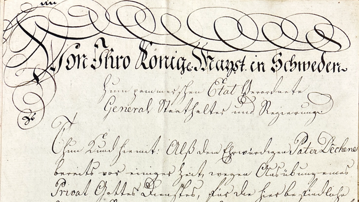 Altes Schriftstück mit geschwungenem Titel und handgeschriebenem Text.