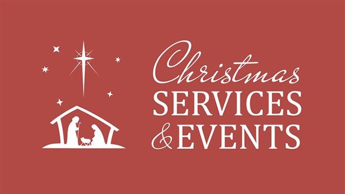 Christmas services and events with nativity scene illustration