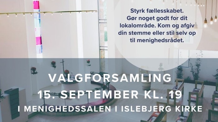Meddelelse om fællesskabsmøde for at styrke det lokale samvær og vælge repræsentanter den 15. september kl. 19.00.