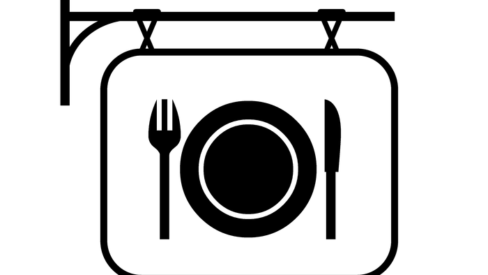 Måltidssymbol på hængesign.