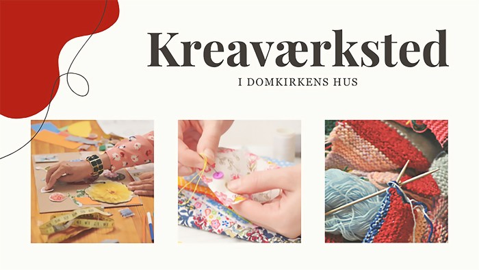 Billedet viser forskellige trækningsprocesser og ferdige kreationer.