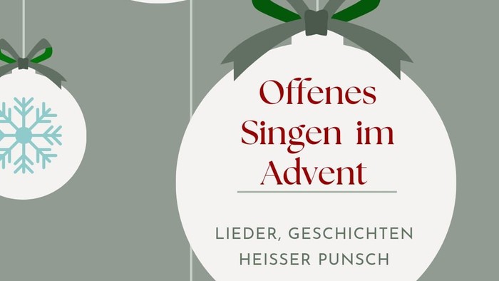 Weihnachtliche Einladungskarte mit Schneeflocken und Herzen, Text in Deutsch