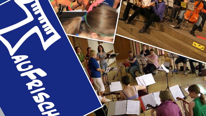 Ein Collage aus verschiedenen Musikveranstaltungen mit Menschen, die musizieren und tanzen