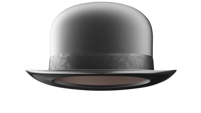 En sort top hat med glansende overflade.