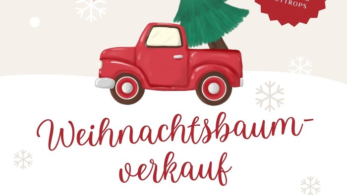 Plakat für Weihnachtsbaumverkauf mit Daten und Uhrzeiten