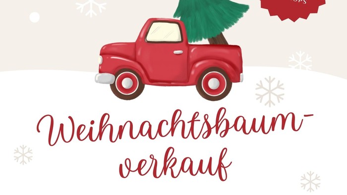 Plakat für Weihnachtsbaumverkauf mit Daten und Uhrzeiten