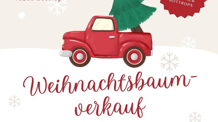 Plakat für Weihnachtsbaumverkauf mit Daten und Uhrzeiten