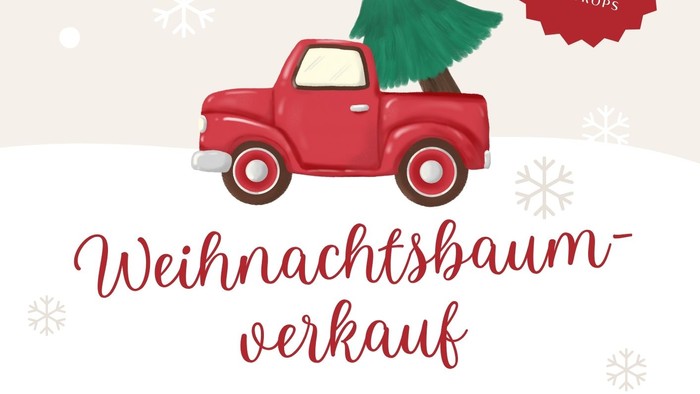 Plakat für Weihnachtsbaumverkauf mit Daten und Uhrzeiten