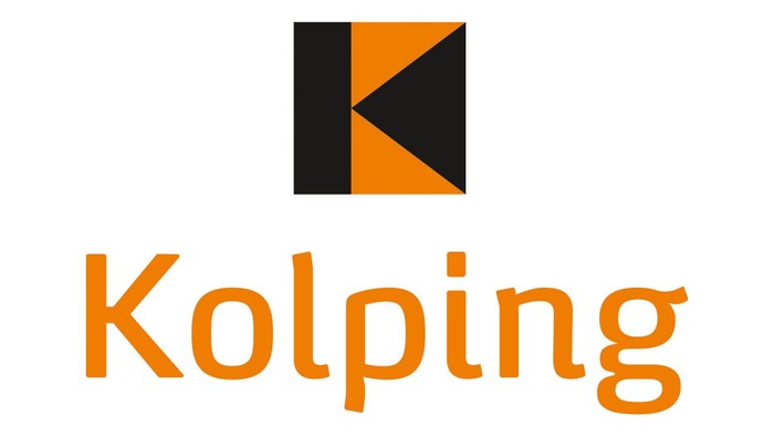 Logo mit einem stilisierten „K“ und der Aufschrift „Kolping“.