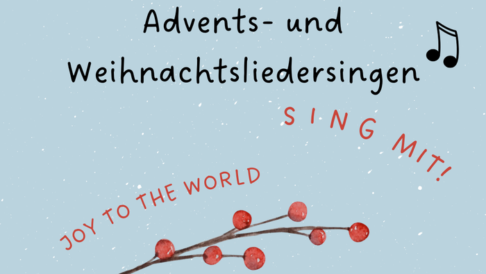 Titel, Noten Joy to the world und Clipzweig mit roten Beeren