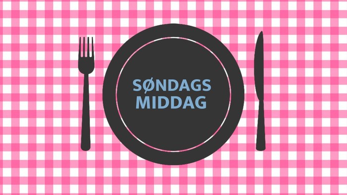 Søndagsmiddag på pink tæpperet baggrund med gæd.