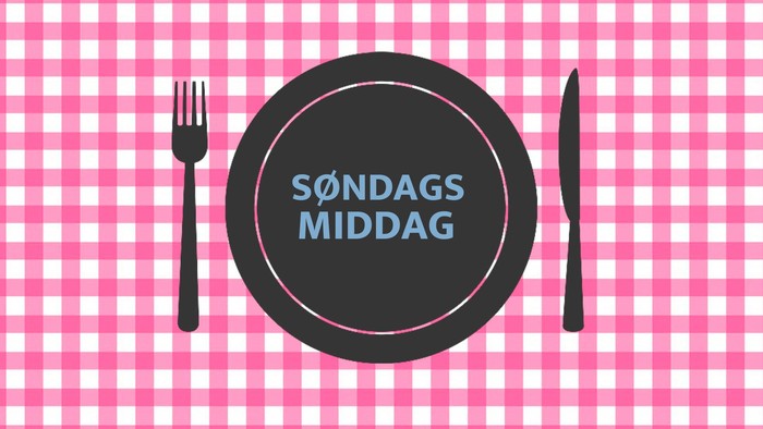 Søndagsmiddag på pink tæpperet baggrund med gæd.
