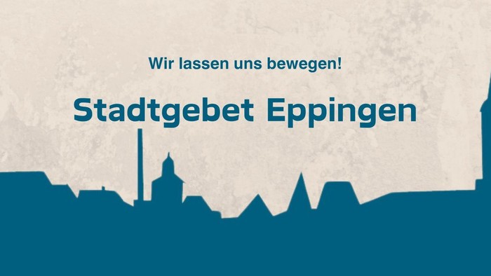 Das Bild zeigt das Stadtgebiet Eppingen mit markanten Gebäuden und einem Begrüßungstext.