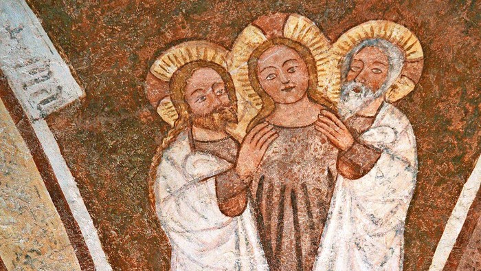 Dreifaltigkeitsdarstellung in der der St.-Jakobus-Kirche im oberbayerischen Ort Urschalling im Chiemgau