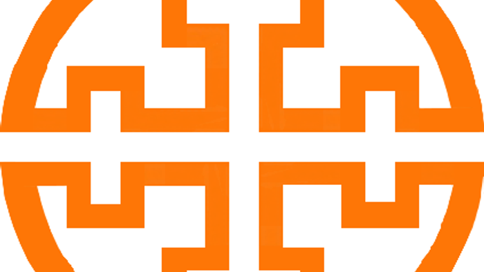 Orangesymbol med geometrisk, symmetrisk design