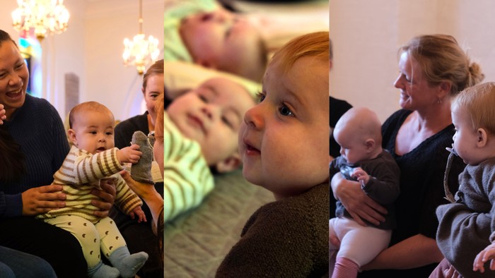 Billeder af mor og barn i forskellige situationer