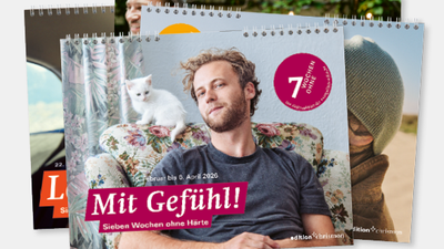 "Mit Gefühl!" Mottoplakat der Fastenaktion der Evangelischen Kirche "7 Wochen ohne" im Jahr 2026 