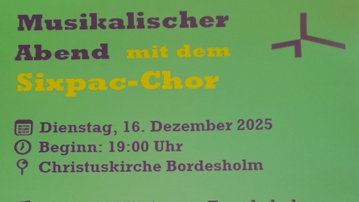 Musikalischer Abend mit dem SixPac-Chor - Zuhören. Mitsingen. Freude haben.