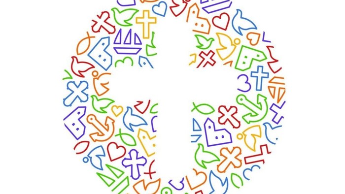 Billedet viser en kreds af farvede symboler og tegninger.