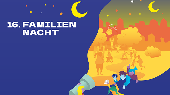 16. Familiennacht, Grafik: Figuren, die sich im Schein einer Taschenlampe bewegen