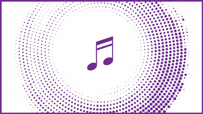 Das Bild zeigt ein Musiknoten-Symbol in einem kreisförmigen Punktmuster.