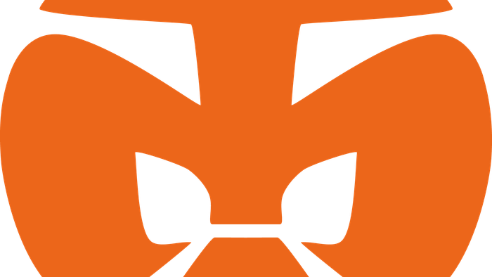 Das Bild zeigt ein orangefarbenes Symbol auf schwarzem Hintergrund.