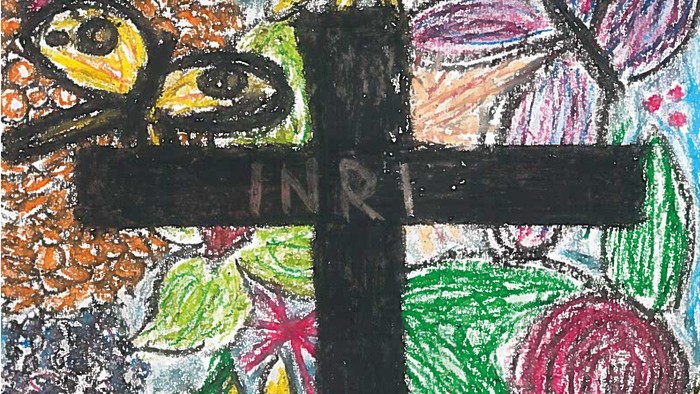 Dette er et billed af en krus og blomster med overskrift Kirkebladet