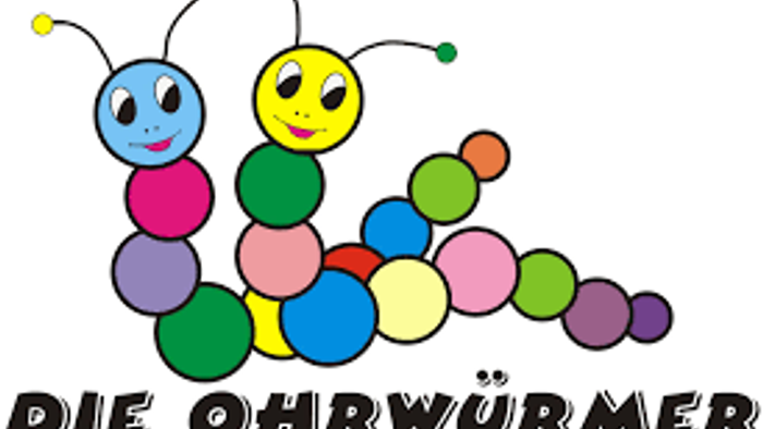 Bunte Raupe mit zwei Gesichtern und Text 