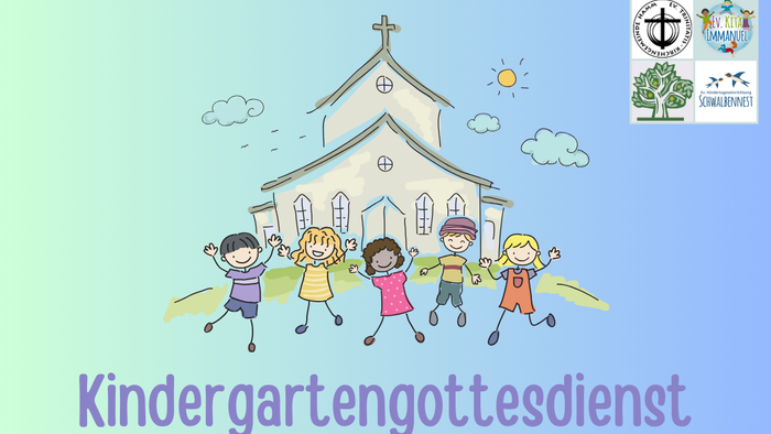 Kinder, die sich vor einer Kirche an den Händen halten.