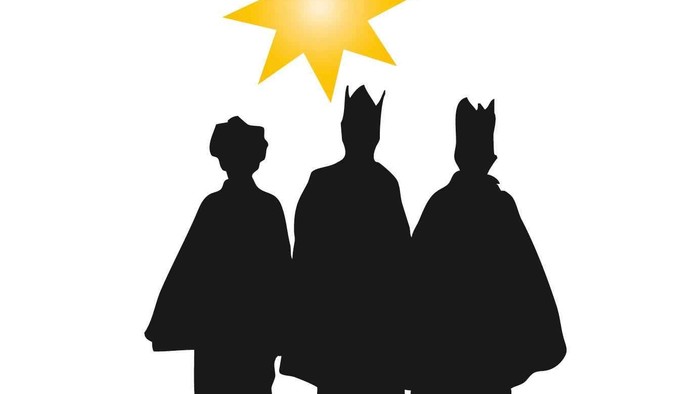 Drei Könige mit Stern über ihnen