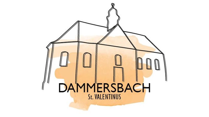 Das Bild zeigt das Dammbach St. Valentinus Logo mit einer Kirche.