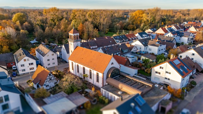 Waldenserkirche aus der Luft fotografiert