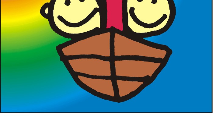 Zwei Kinder, die ein Kreuz in einem Boot halten, mit deutschem Text darunter.