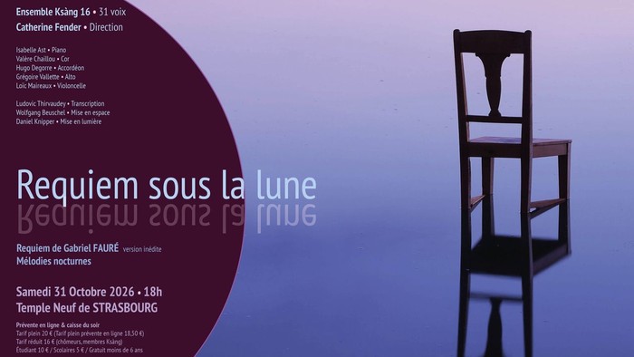 Affiche pour une représentation du *Requiem* de Gabriel Fauré avec des nocturnes supplémentaires, prévue à Strasbourg le 31 octobre 2026.