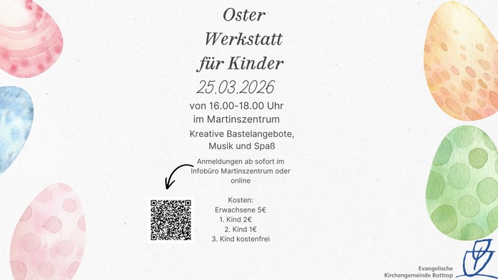 Osterworkshop für Kinder mit Basteln, Musik und Spaß am 25. März 2026 im Martinszentrum.