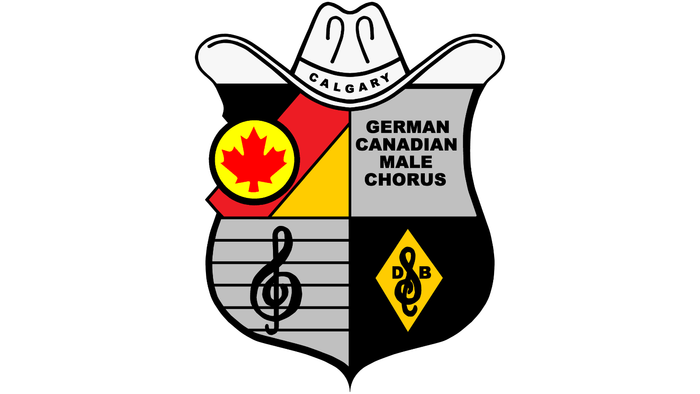 Deutsch-Kanadischer Männerchor Calgary Emblem mit Musiknoten und Ahornblatt
