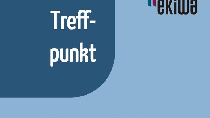 EKIWA-Logo blau. Treffpunkt für Menschen mit Benhinderung.