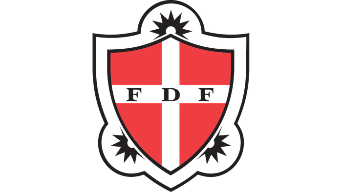 Flag med skjold og sol, sorte og røde farver