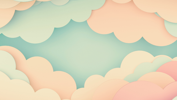 Farverige skyer på et blødt himmelblå baggrund